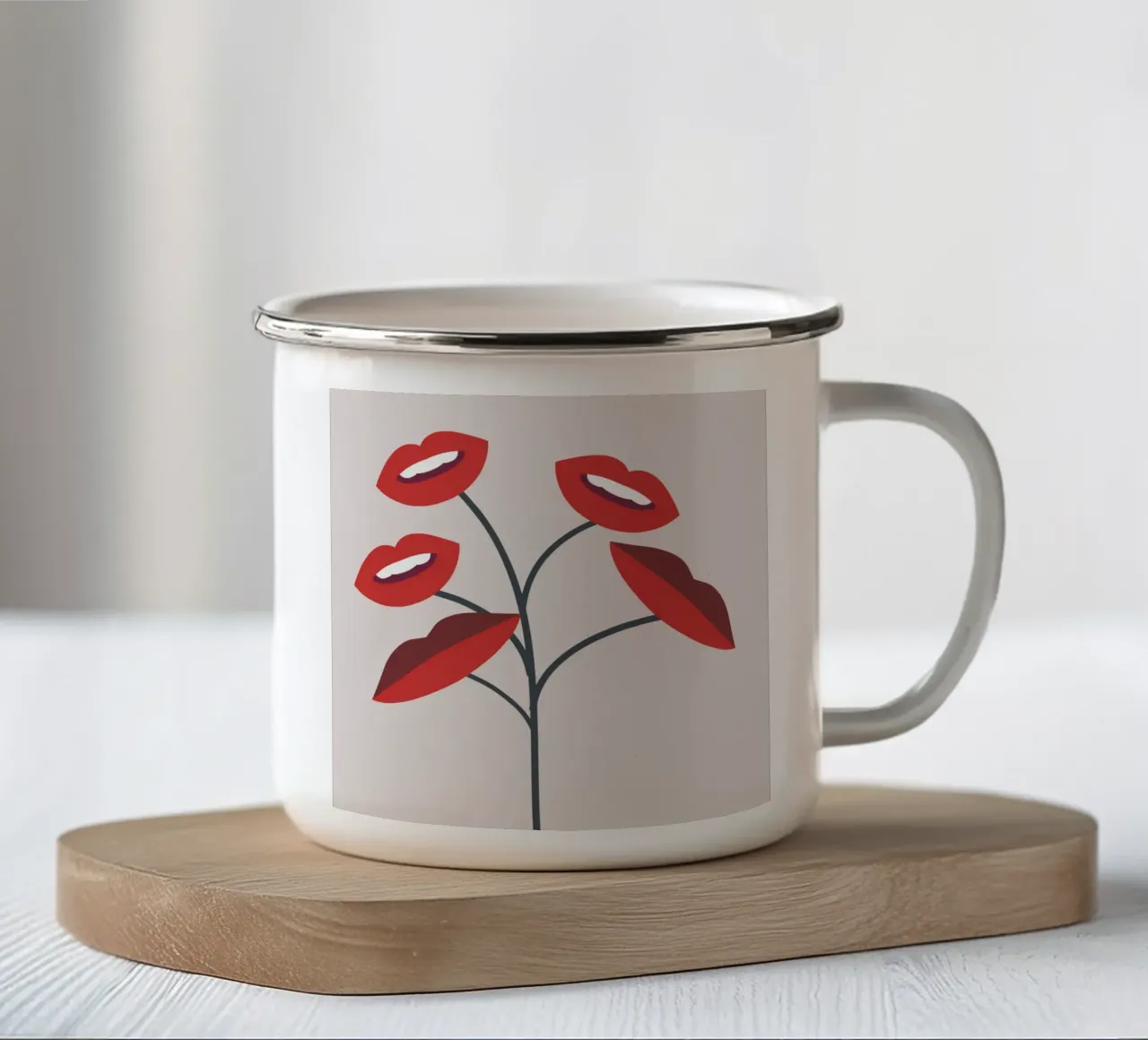 Labbra di fiori 3 tazza in smalto da Little Dean