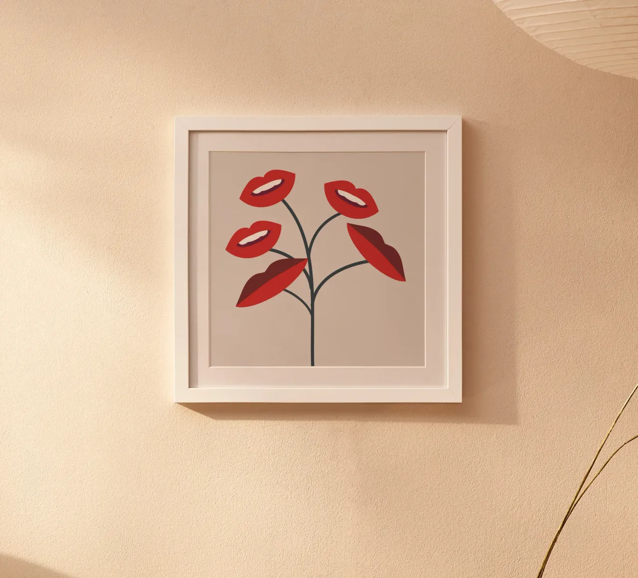 Labbra di fiori 3 poster con telaio in plastica da Little Dean