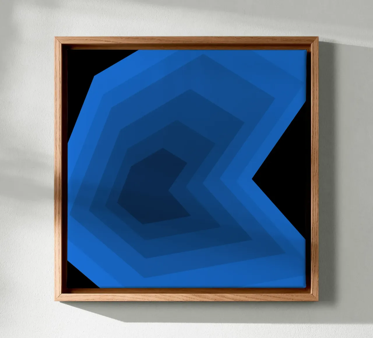 Blaue Perspektive Leinwand mit Schattenfugenrahmen von Little Dean