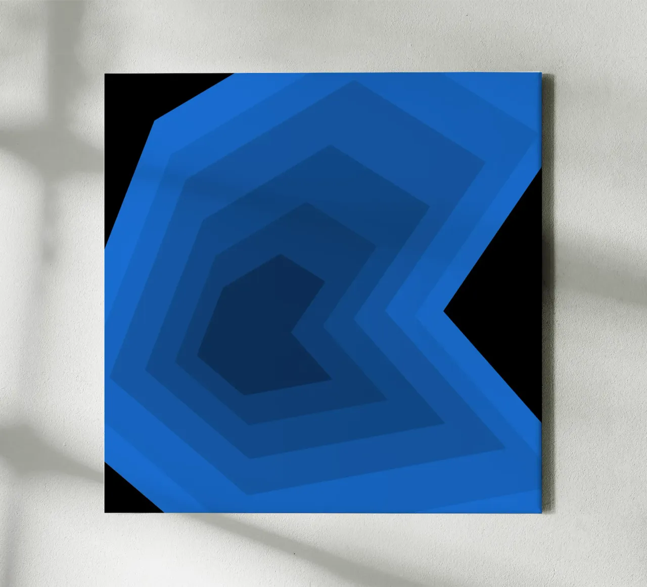 Blaue Perspektive Leinwand mit Schattenfugenrahmen von Little Dean
