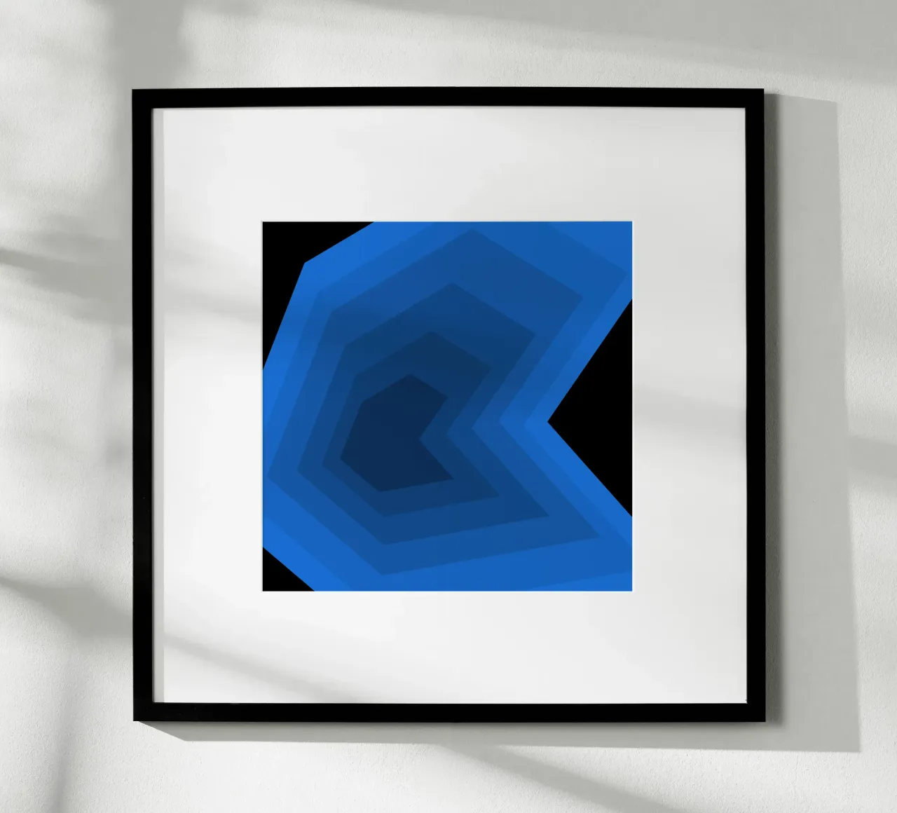 Prospettiva blu poster con telaio in legno da Little Dean