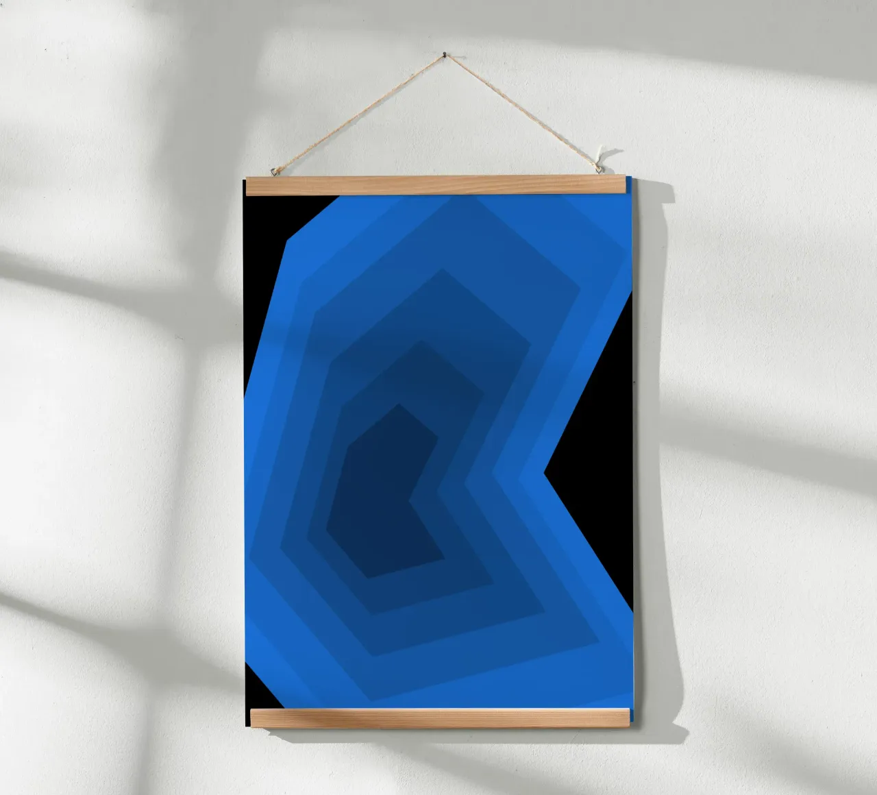 Prospettiva blu poster con telaio in legno da Little Dean