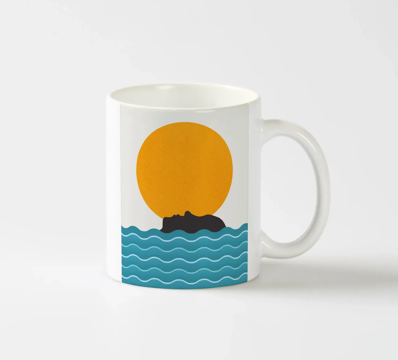 Sun bathing ceramic mug by Little Dean