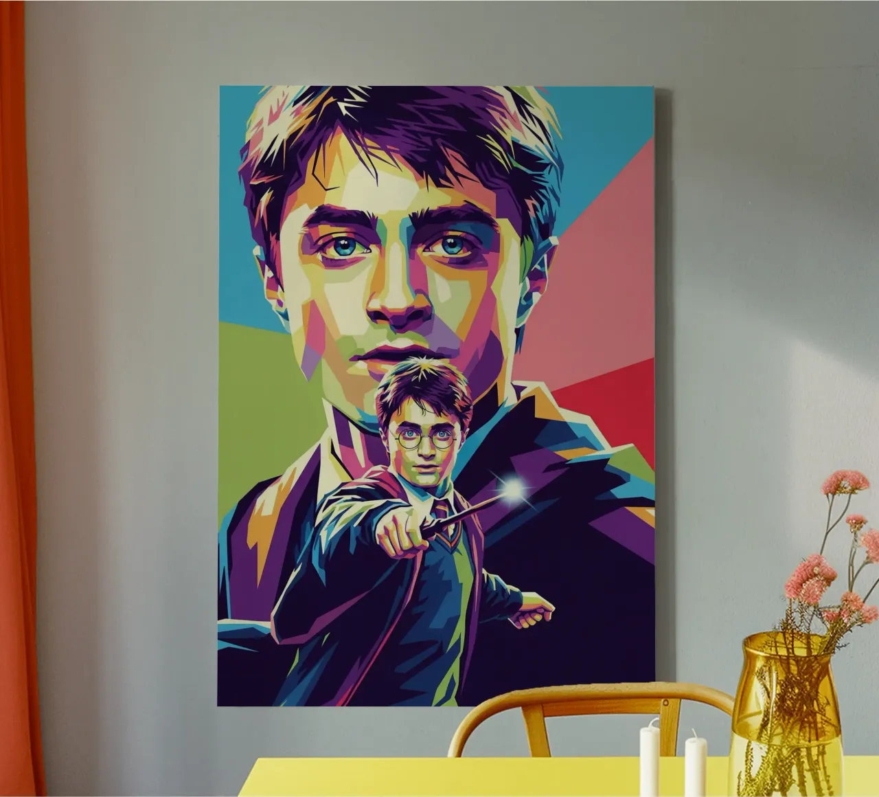 Harry Potter - Daniel Radcliffe pop-art #3 canvas met Baklijst van Hantamrata