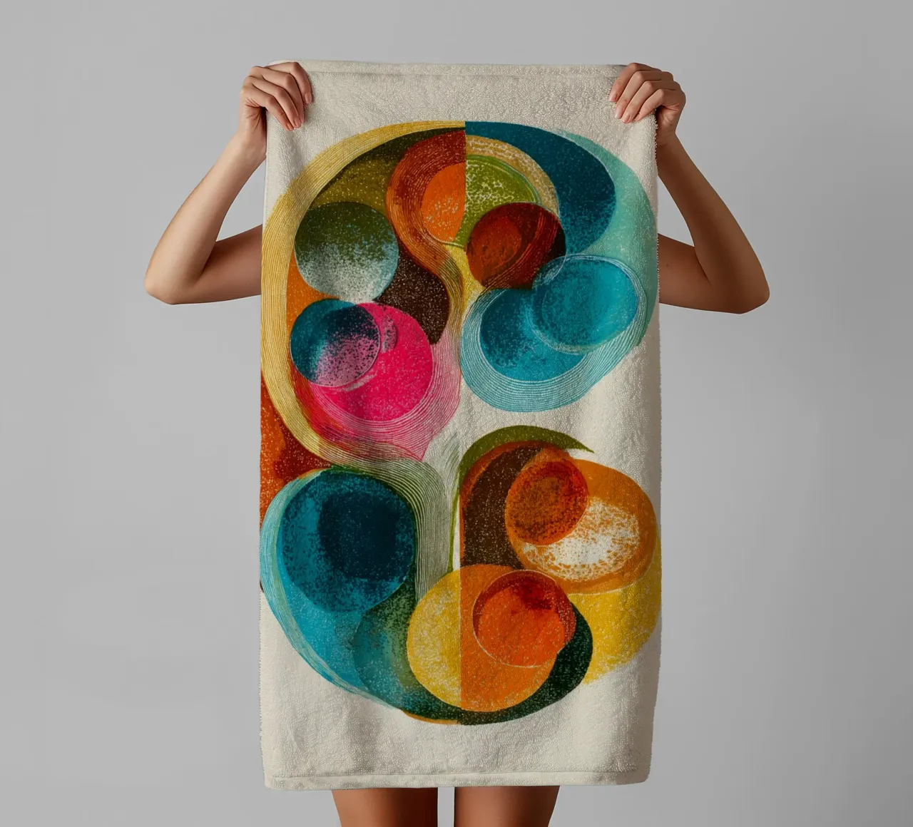 Surreal circle lines towel by Carinaprint
