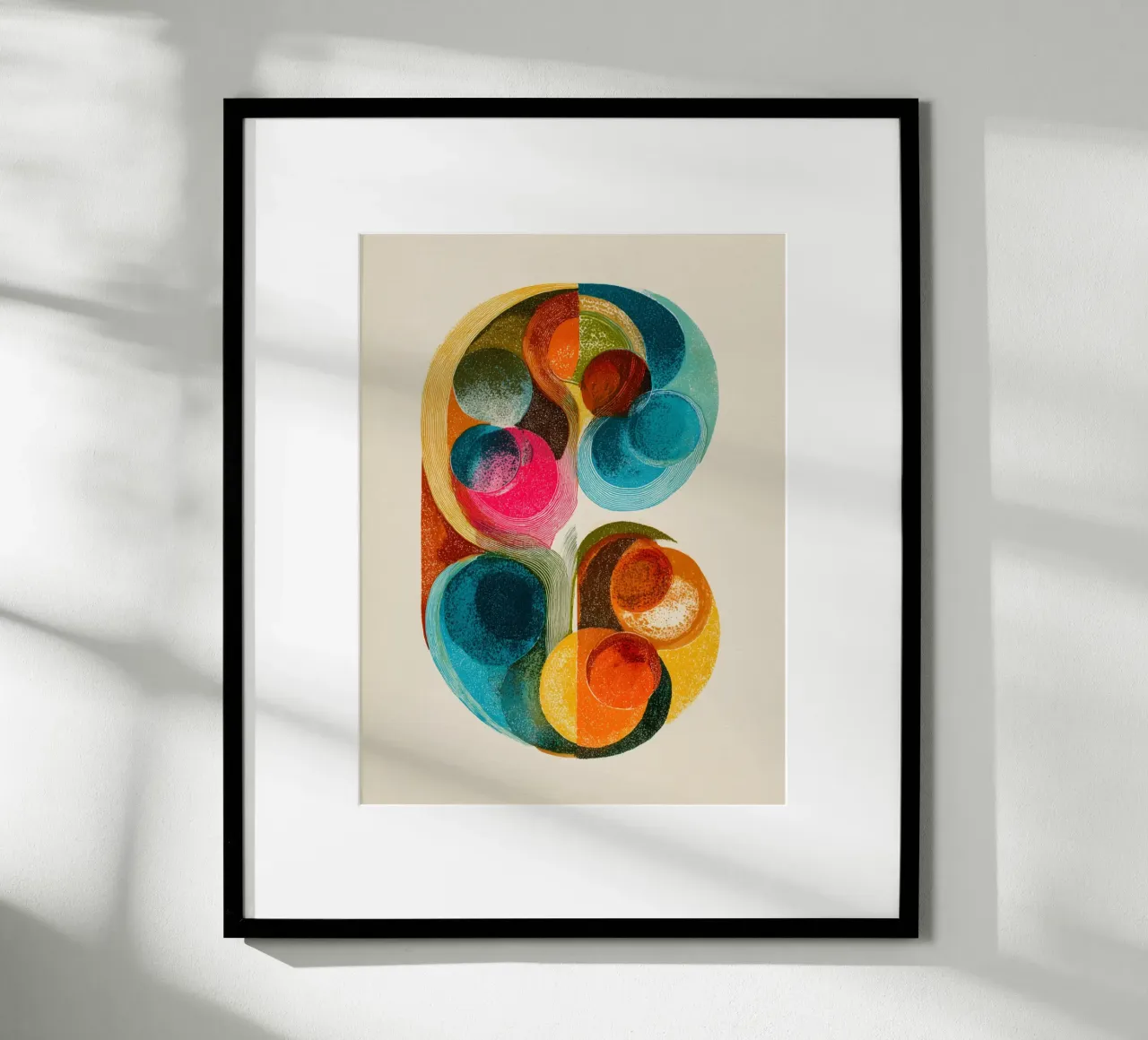 Linee di cerchio surreali poster con telaio in legno da Carinaprint