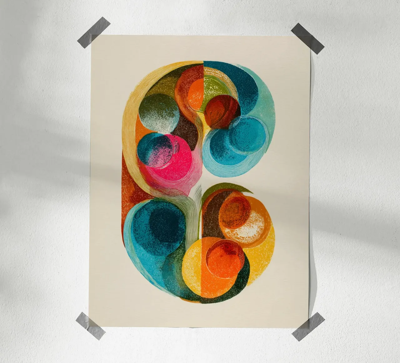 Linee di cerchio surreali poster con telaio in legno da Carinaprint