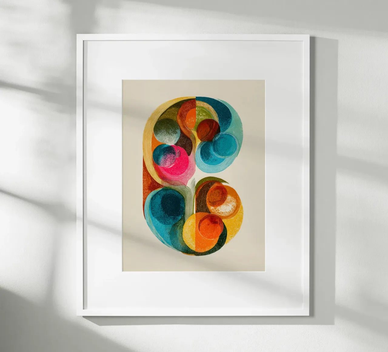 Linee di cerchio surreali poster con telaio in legno da Carinaprint
