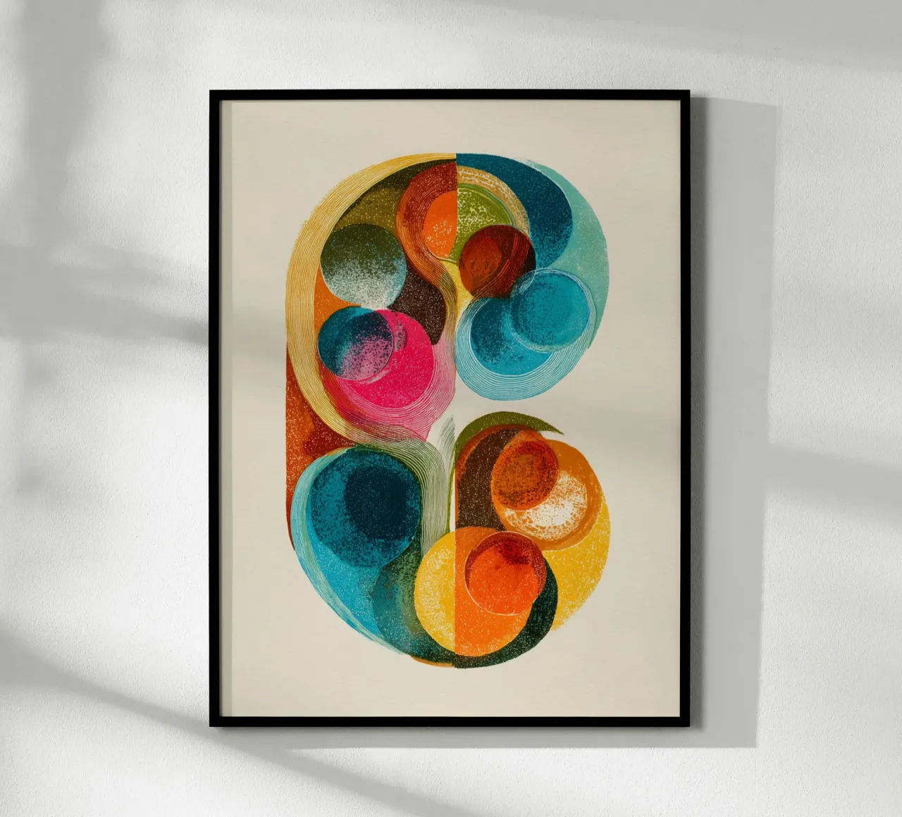 Linee di cerchio surreali poster con telaio in legno da Carinaprint