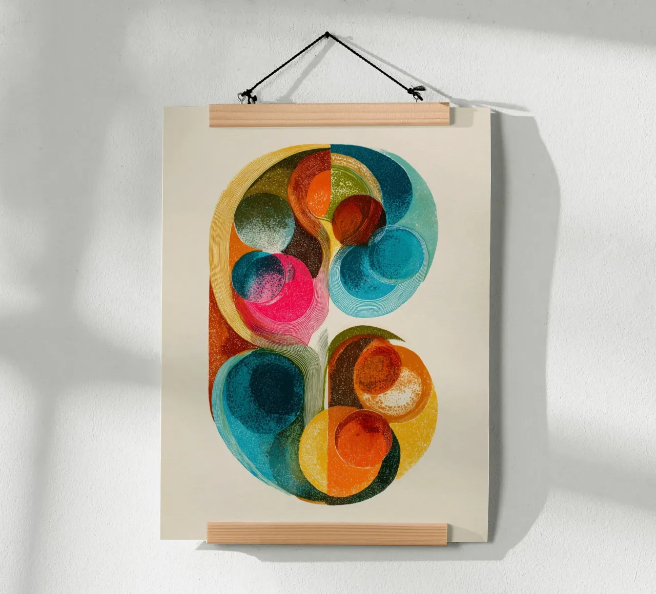 Linee di cerchio surreali poster con telaio in legno da Carinaprint
