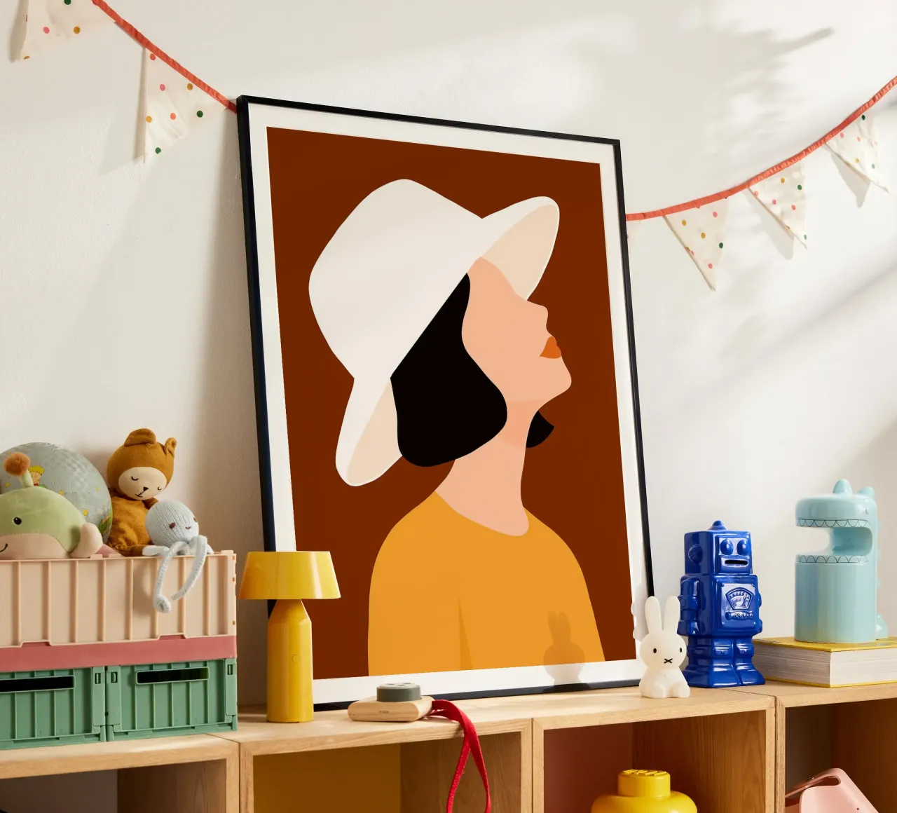 Donna con cappello Arte minimalista poster da Liam Johnson