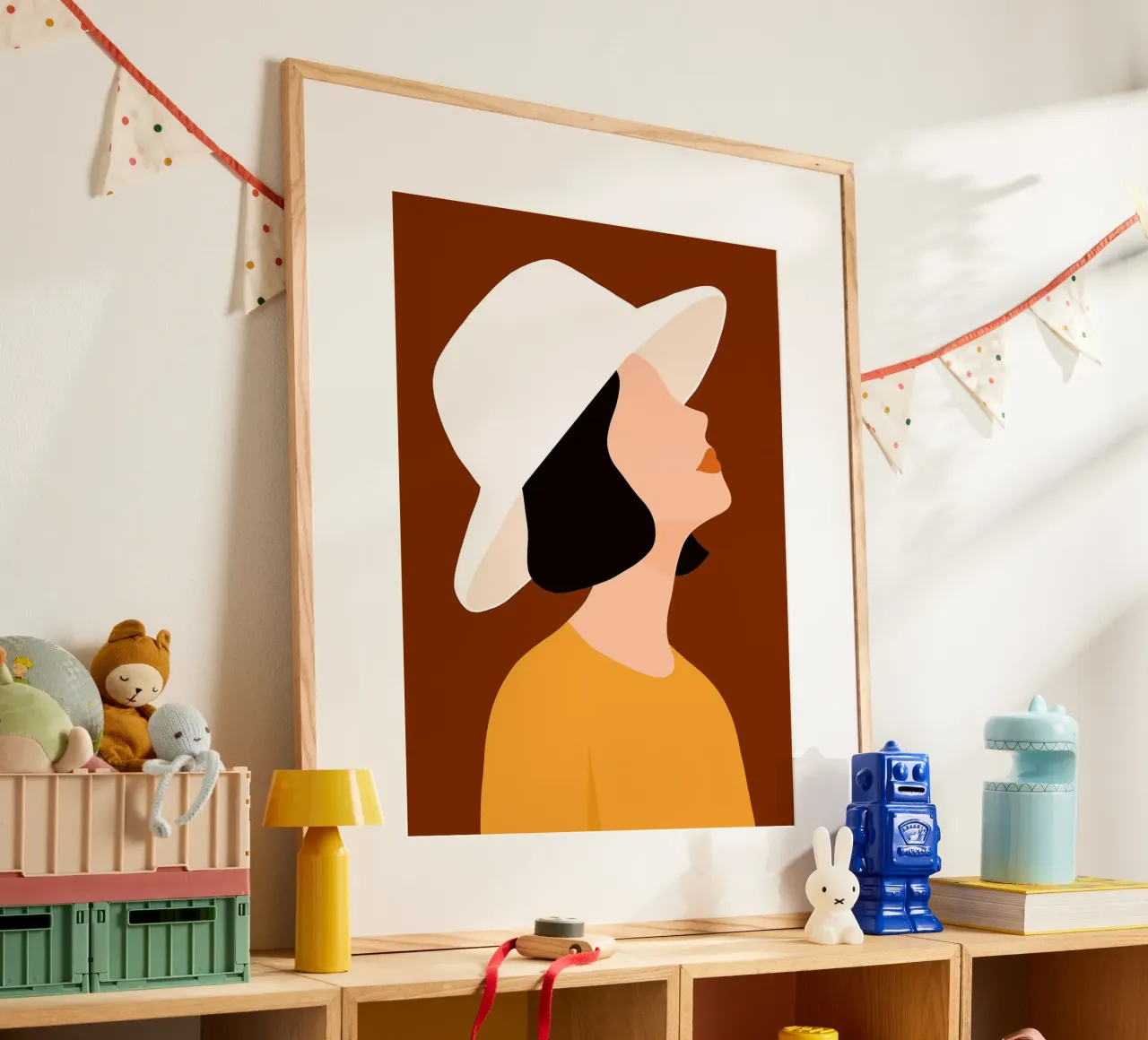 Donna con cappello Arte minimalista poster da Liam Johnson