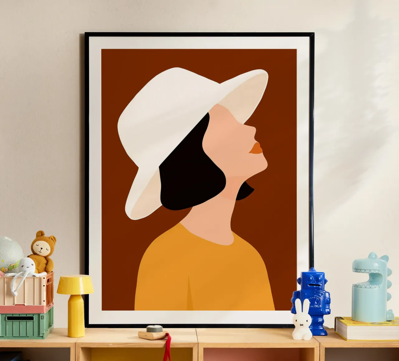 Donna con cappello Arte minimalista poster da Liam Johnson