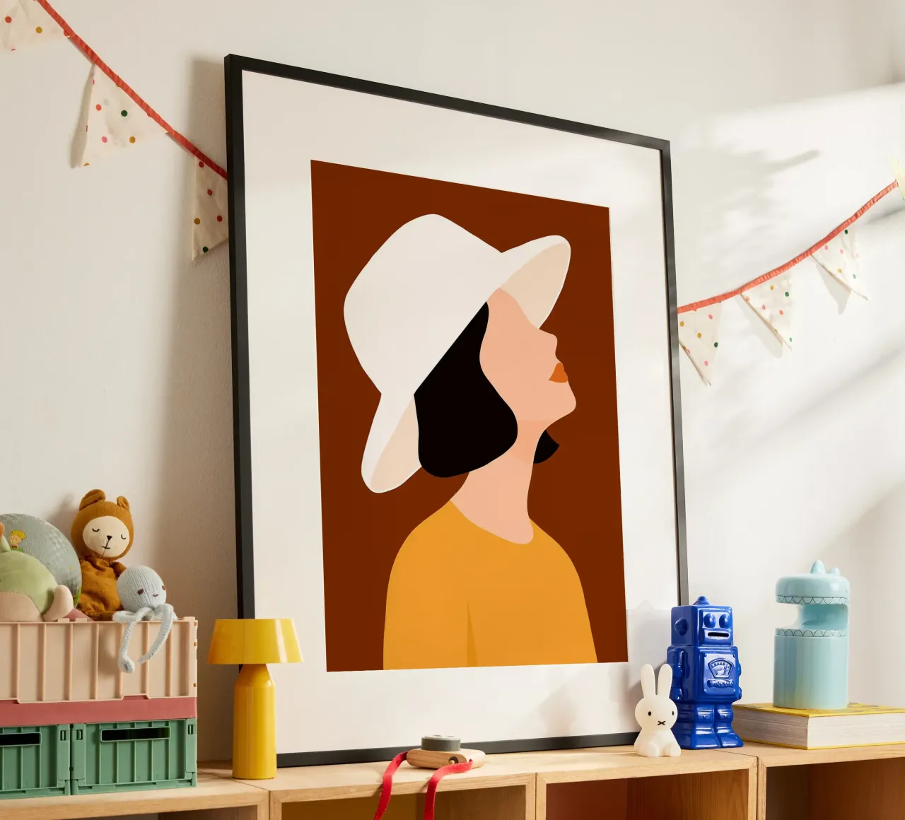Donna con cappello Arte minimalista poster da Liam Johnson
