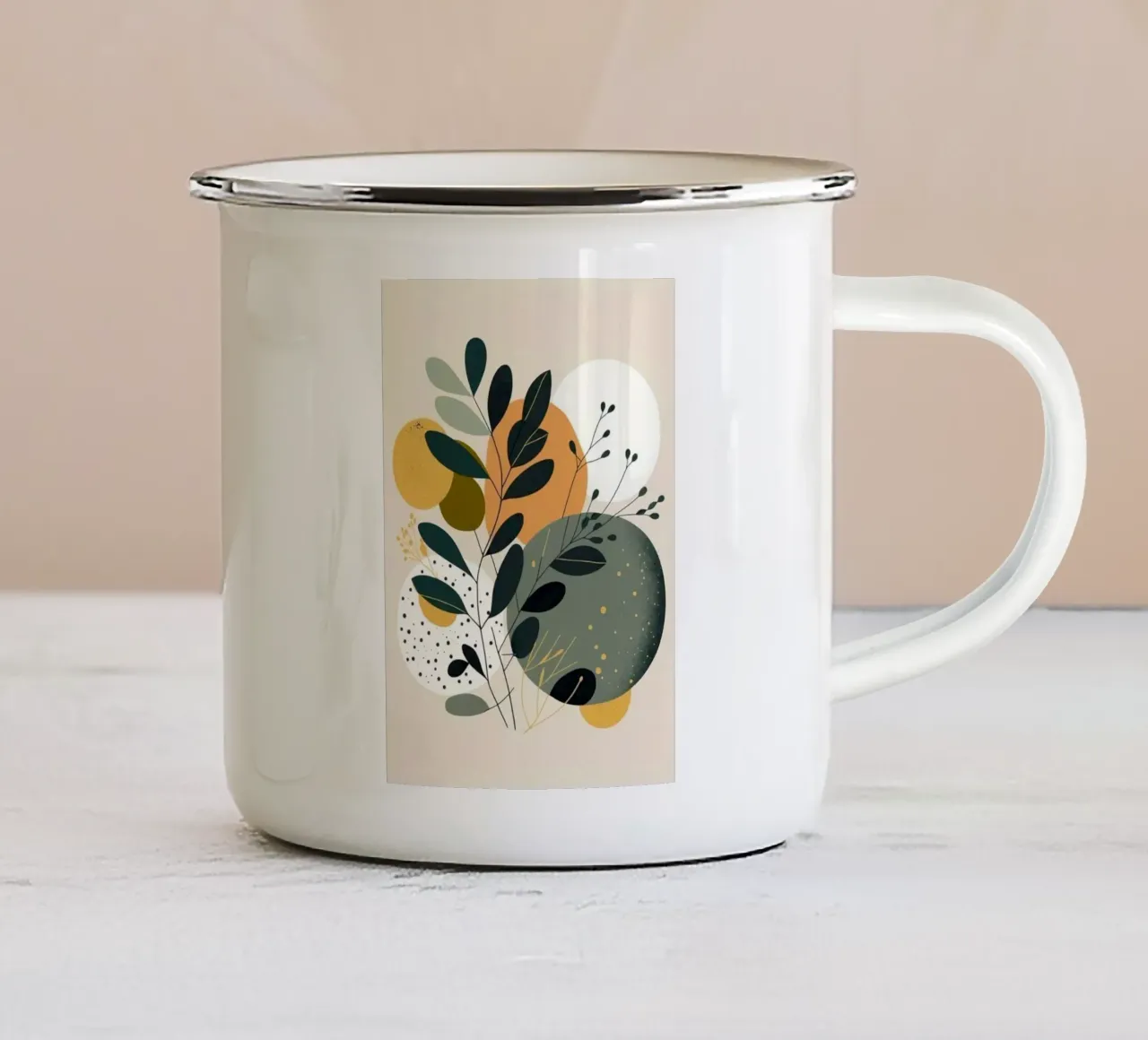 branch leaf circle shape tazza in smalto da carsa