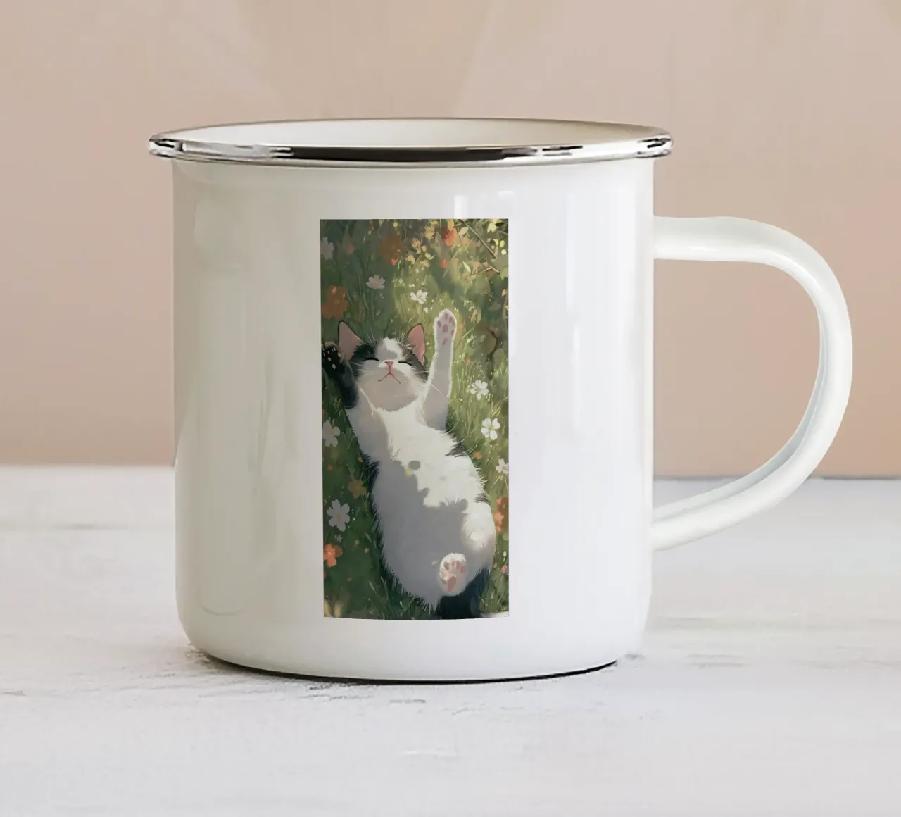 playful cat tazza in smalto da kichin