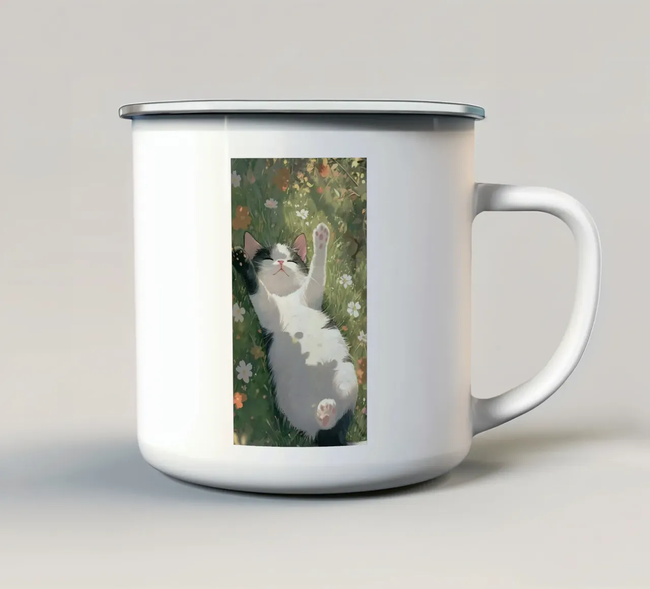playful cat tazza in smalto da kichin