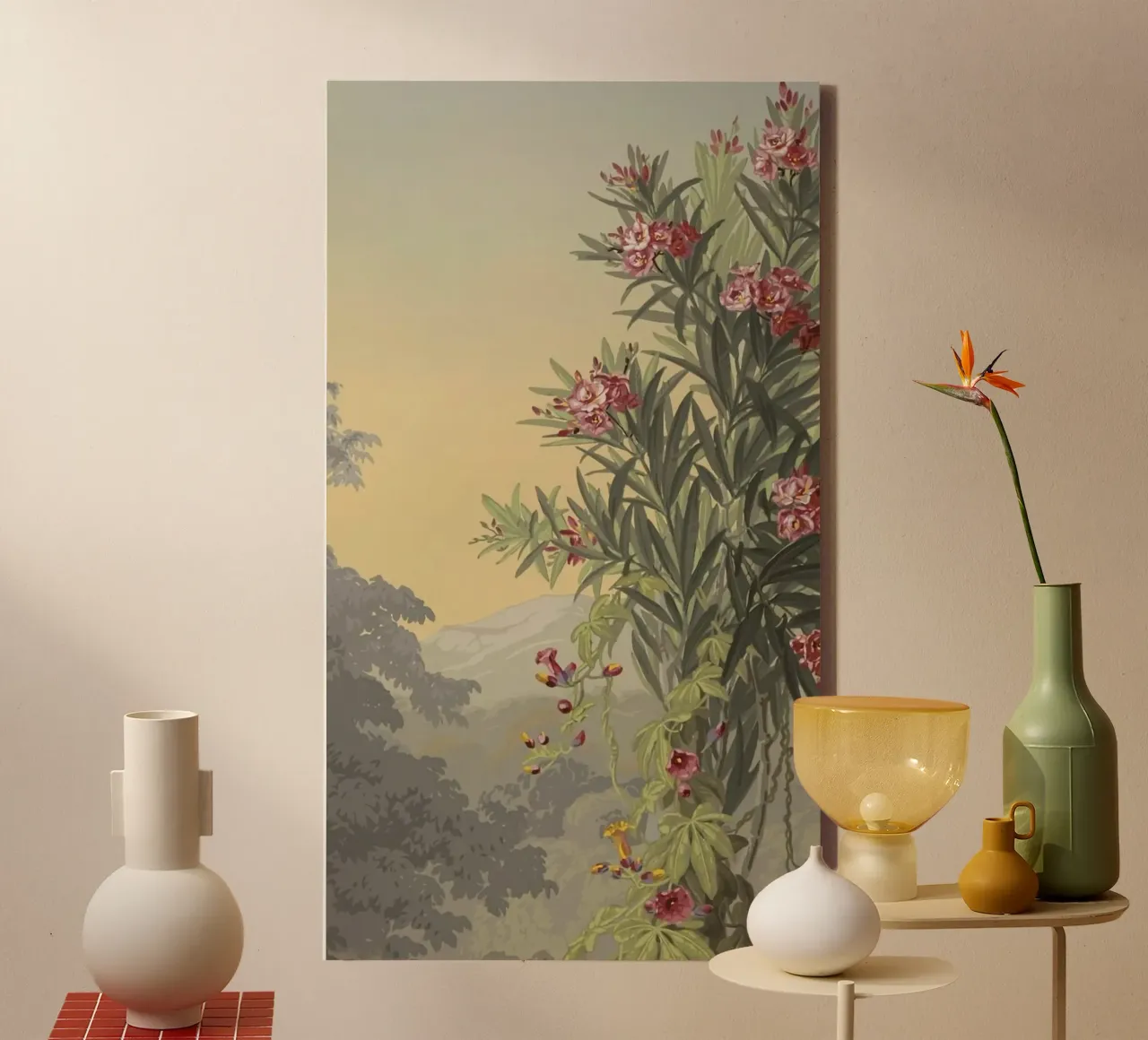 shadow of tree on wall canvas with Floater frame by carsa