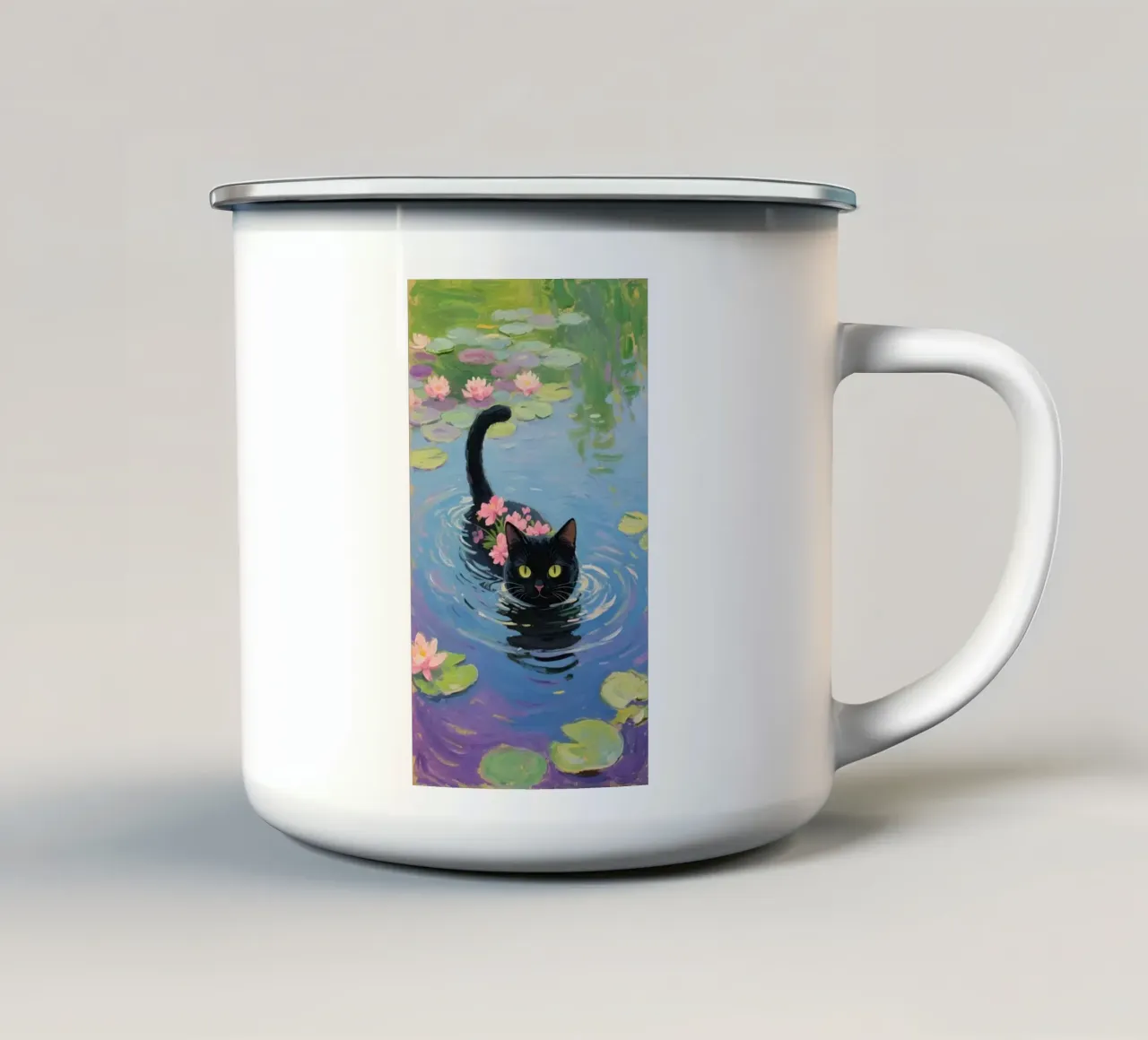 cat play in water tazza in smalto da Good days