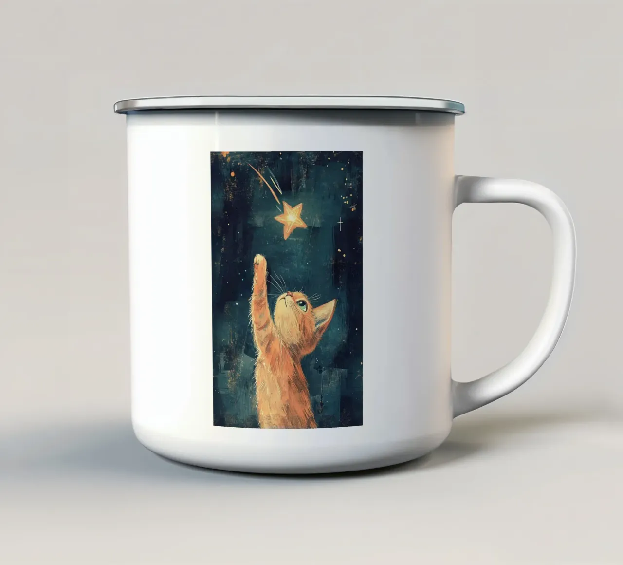 cat play with stars tazza in smalto da Good days