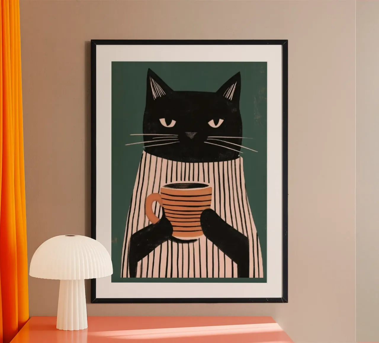 cat with coffee poster da lily