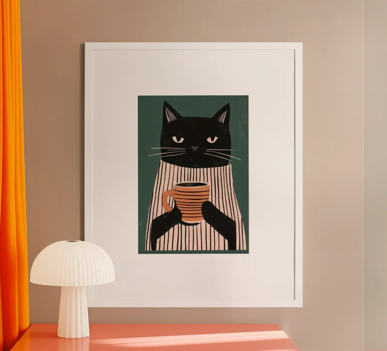 cat with coffee poster da lily