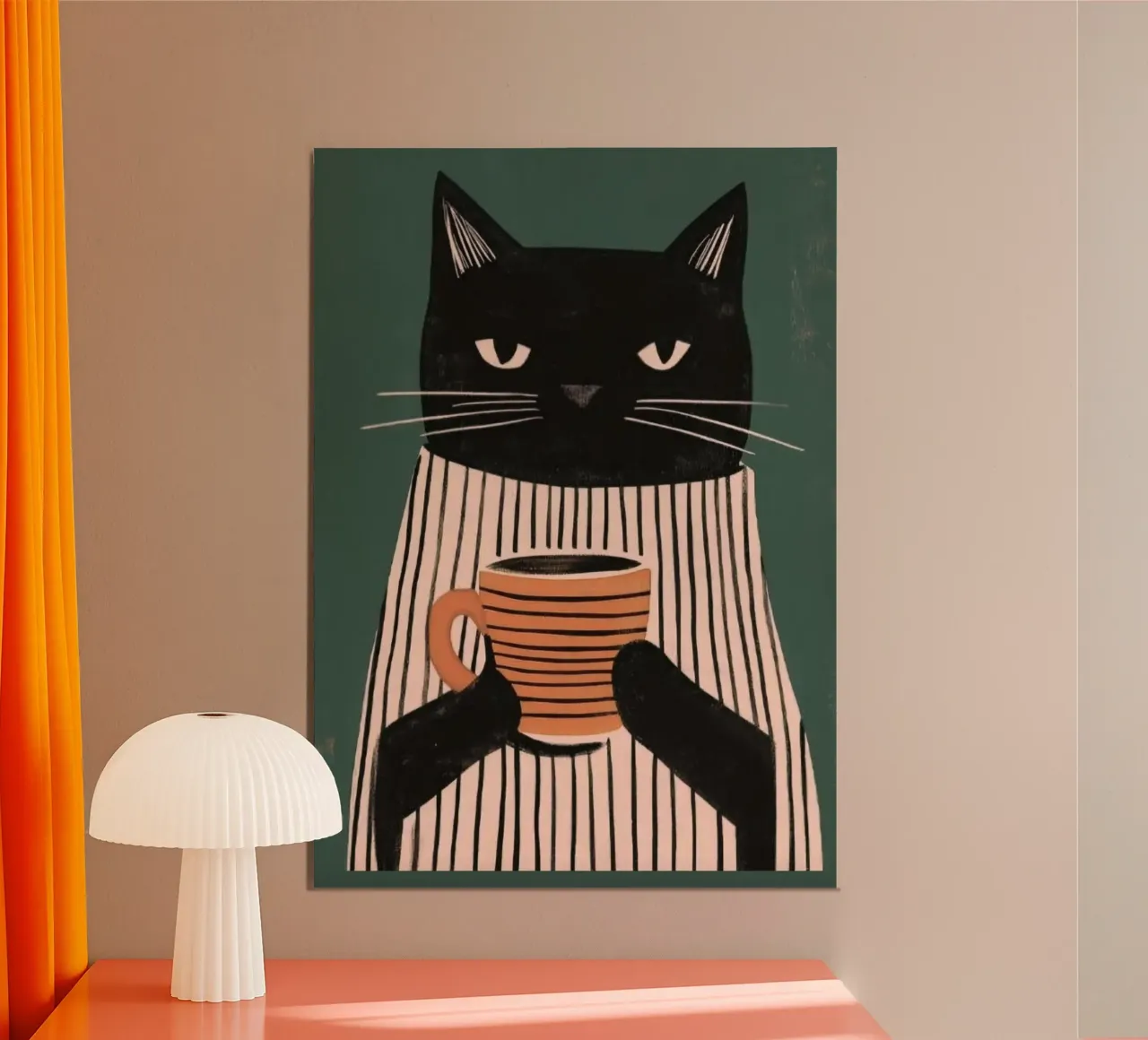 cat with coffee poster da lily