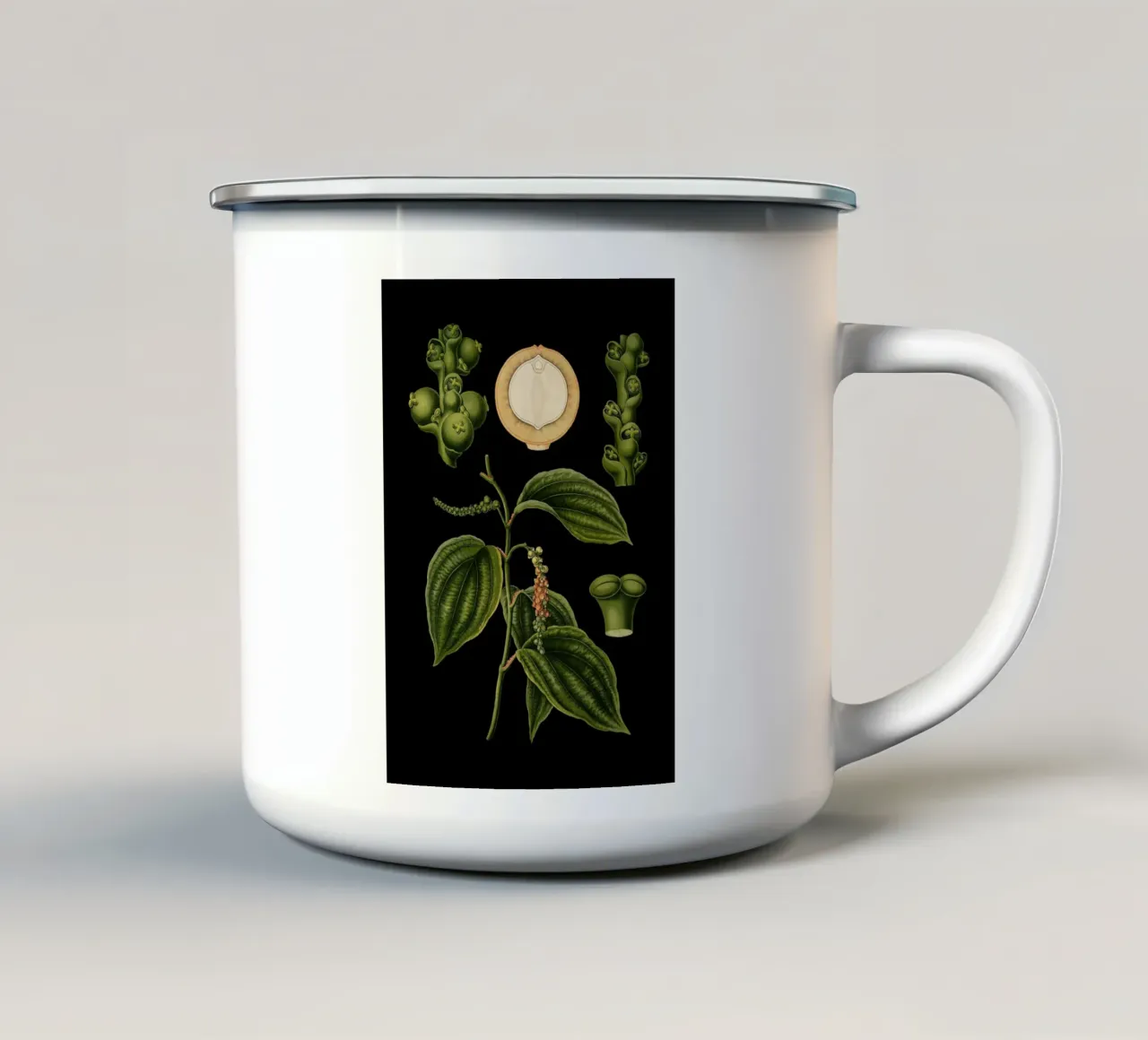 Vintage Bollmann 3 Schwarzer Pfeffer tazza in smalto da Vintage Print Collection