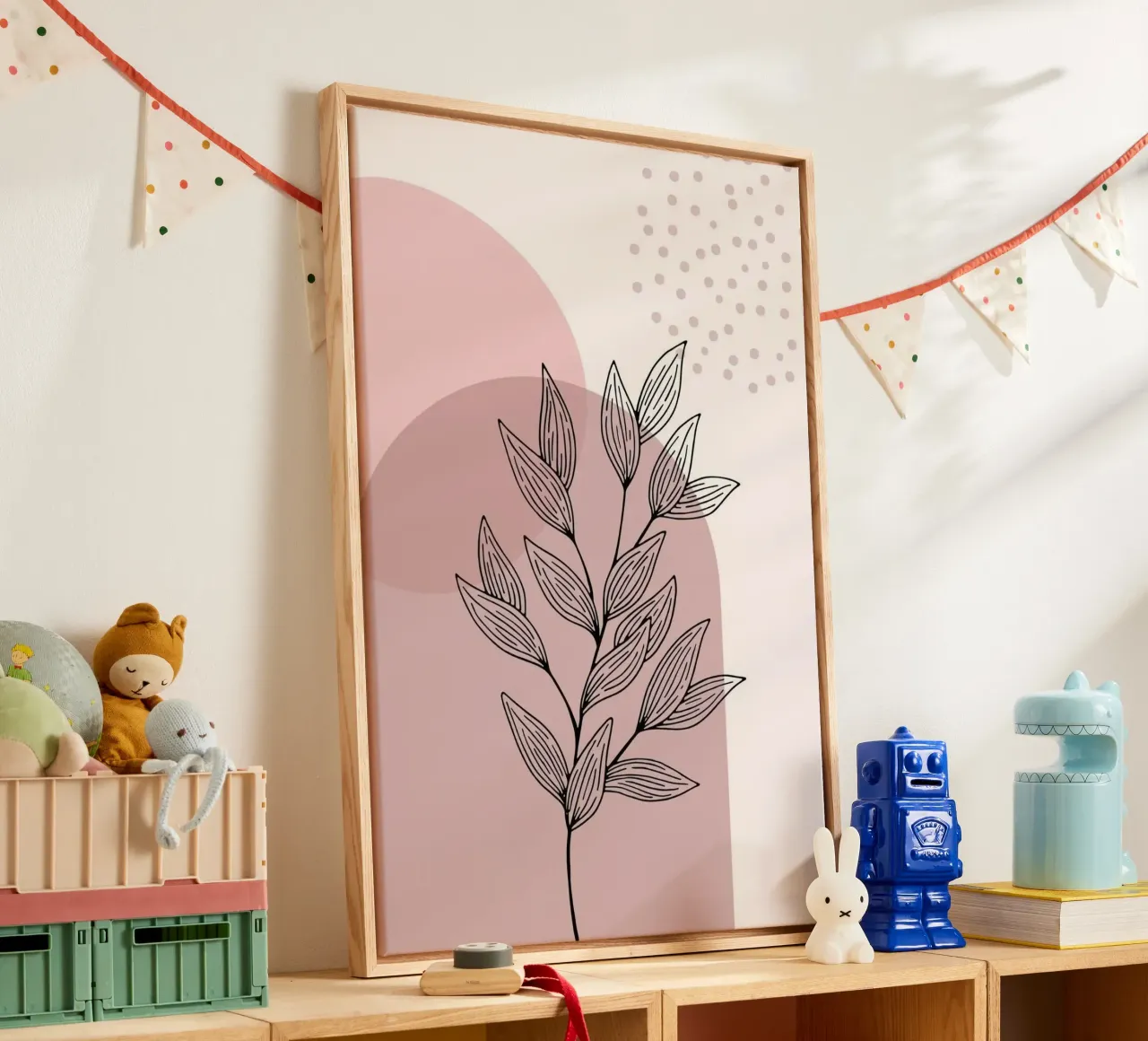 shape pink line tela con Cornice a cassetta da lily
