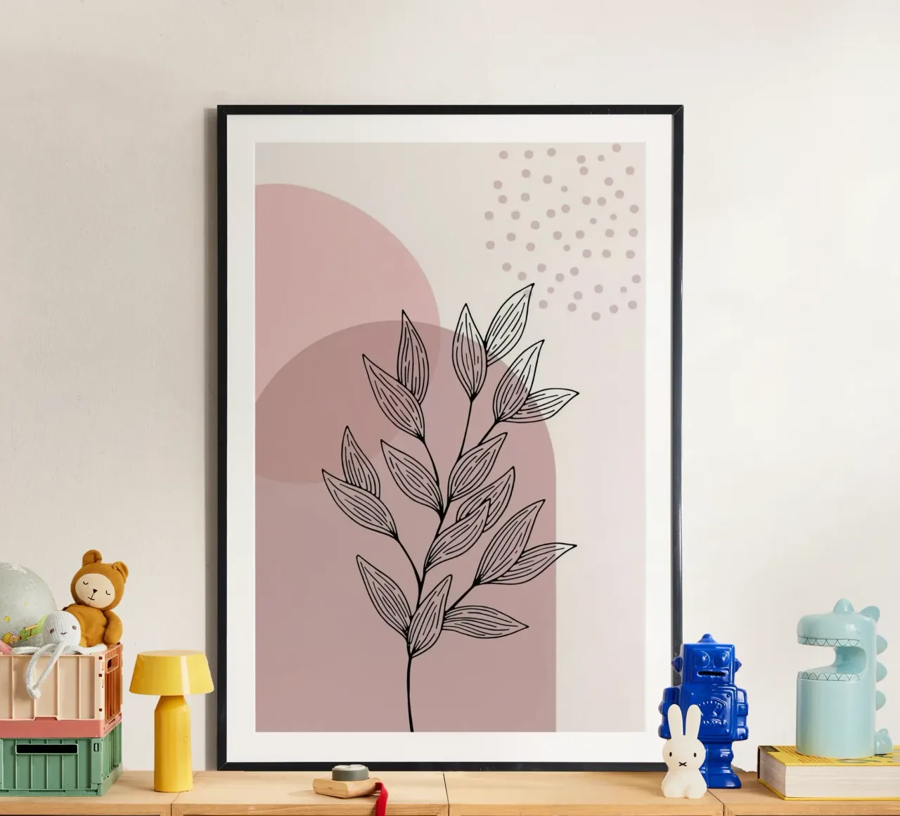 shape pink line poster con telaio in alluminio da lily