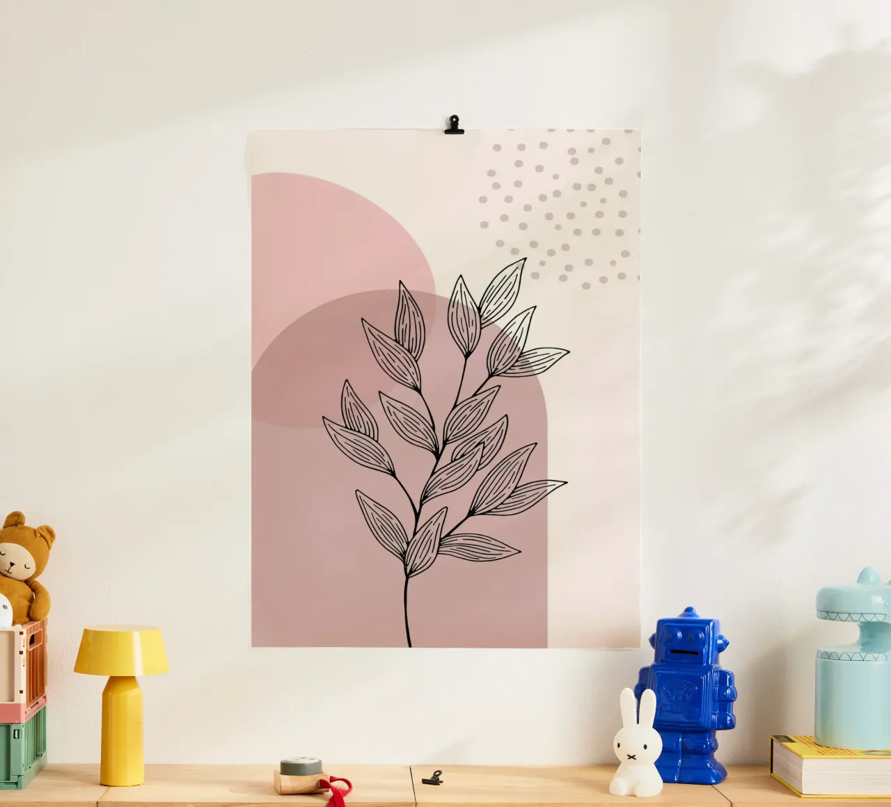 shape pink line poster con telaio in alluminio da lily