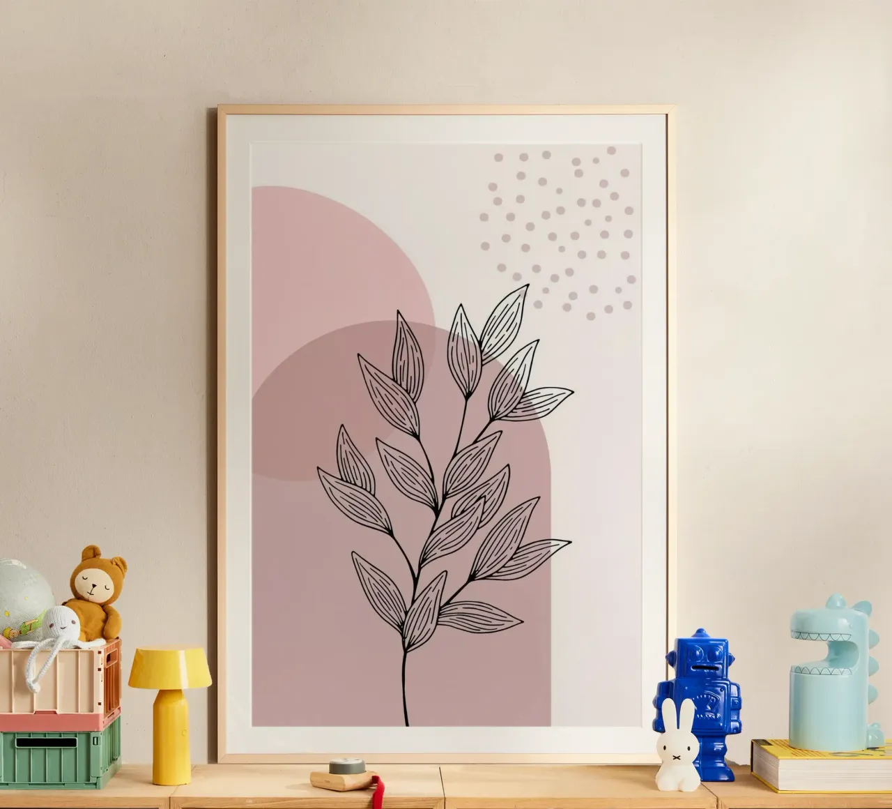 shape pink line poster con telaio in alluminio da lily