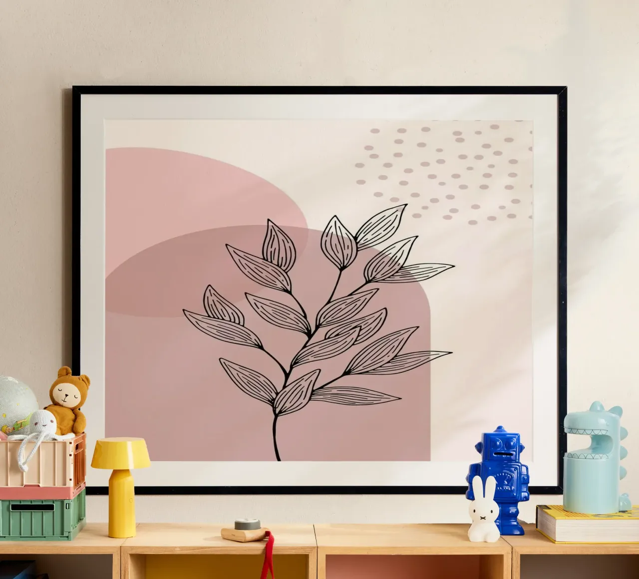 shape pink line poster con telaio in alluminio da lily