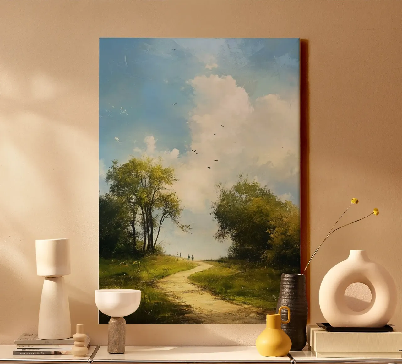 curve line nature forest canvas with Floater frame by lily