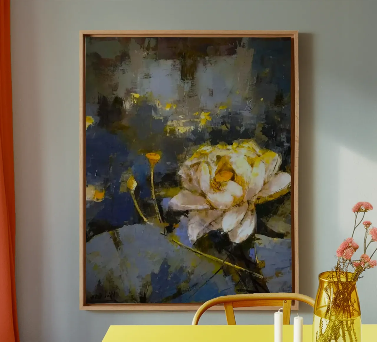 old color flower canvas met Baklijst van Good days