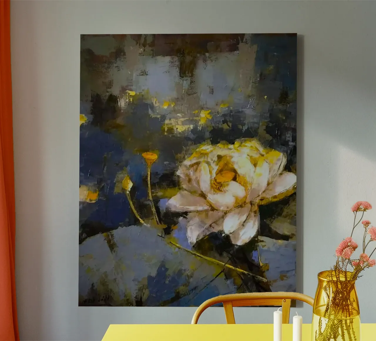 old color flower canvas met Baklijst van Good days