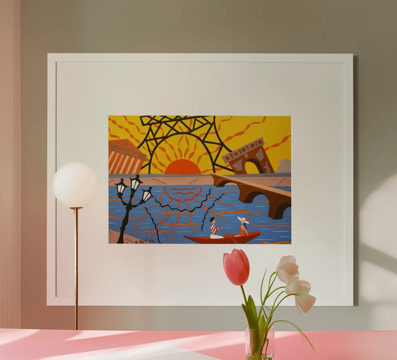 coppia romantica in barca poster con telaio in plastica da briyan shop