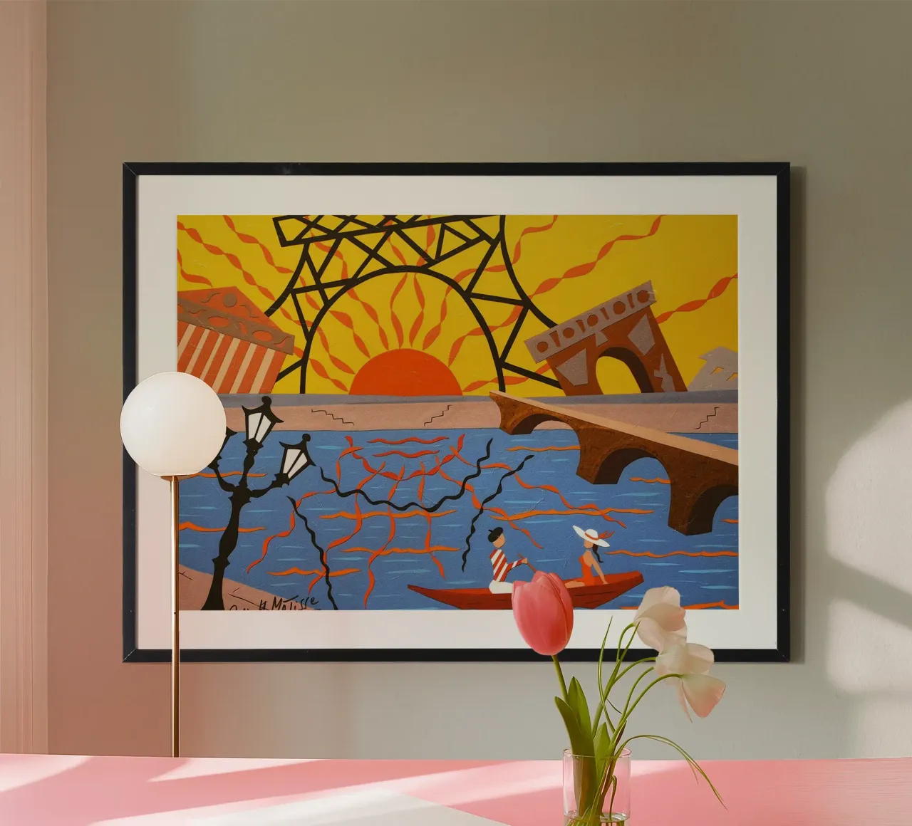 coppia romantica in barca poster con telaio in plastica da briyan shop