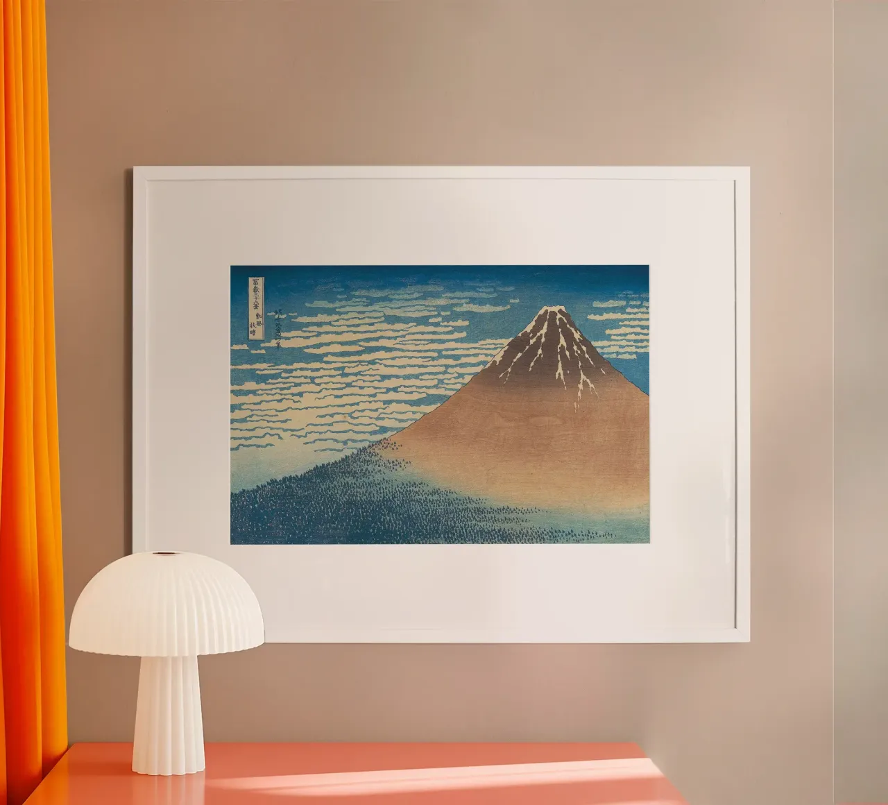 Vento fine, mattino sereno poster con telaio in legno da Yorke Studio