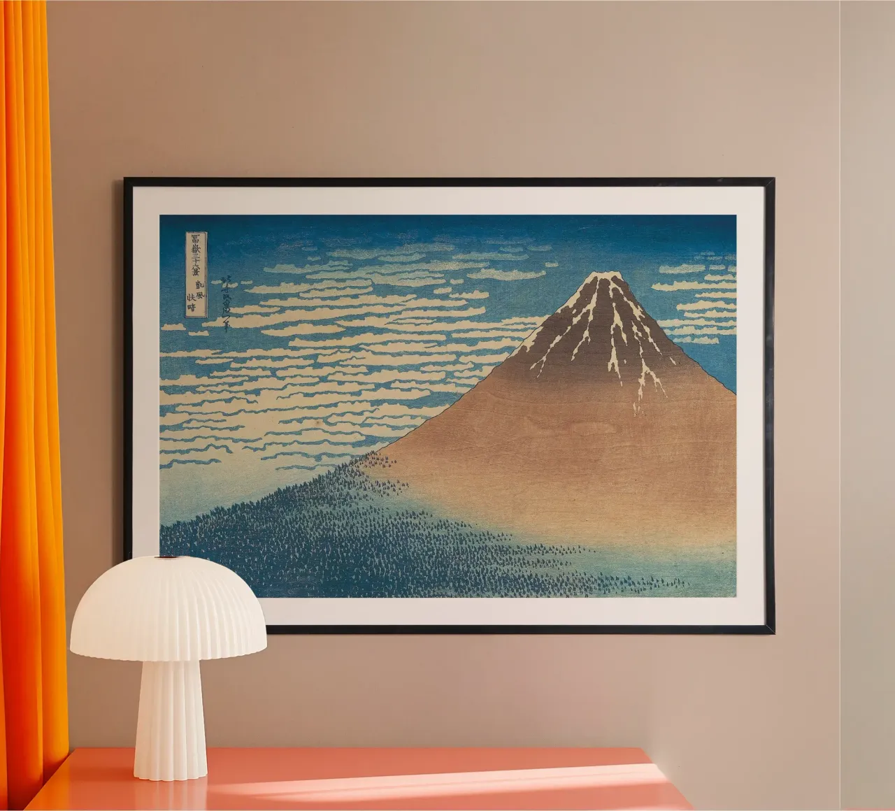 Vento fine, mattino sereno poster con telaio in legno da Yorke Studio