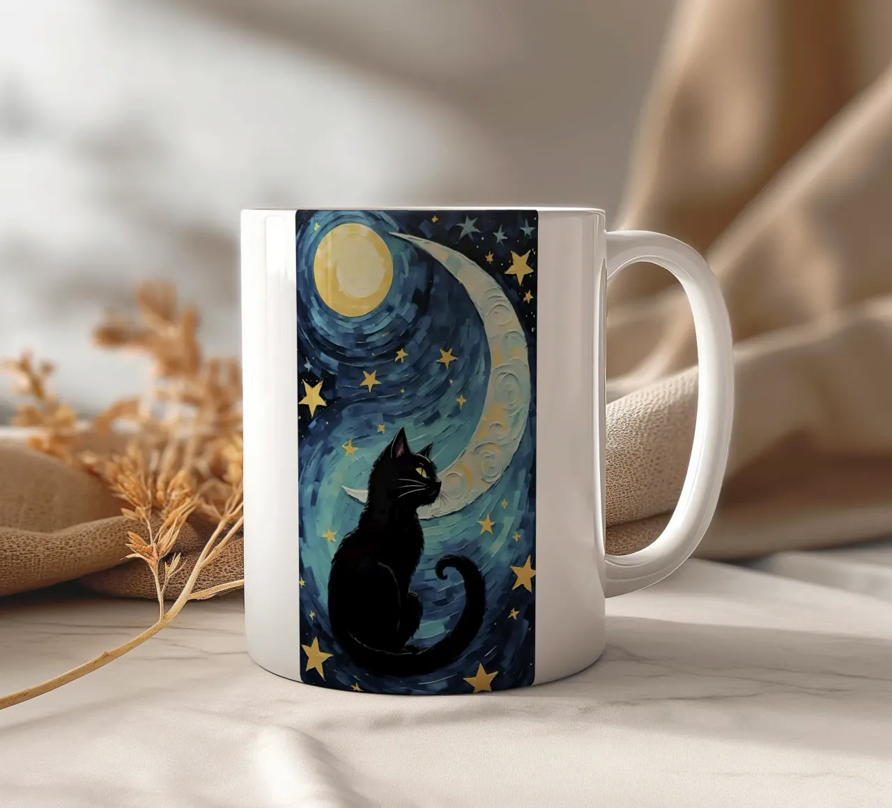 cat and moon tazza in ceramica da miracle