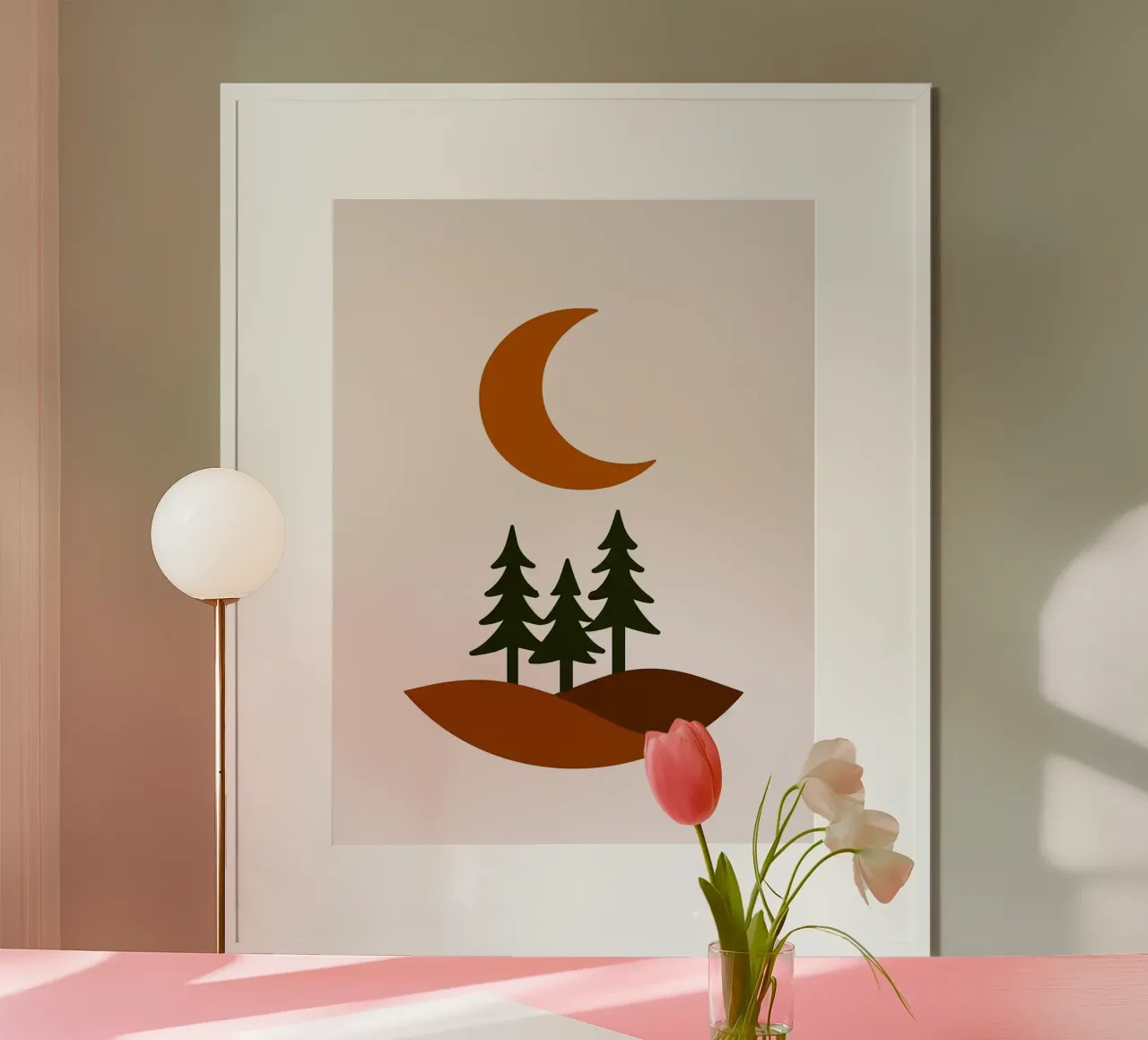 Paesaggio minimalista con luna e alberi poster da Olivia Gagnon