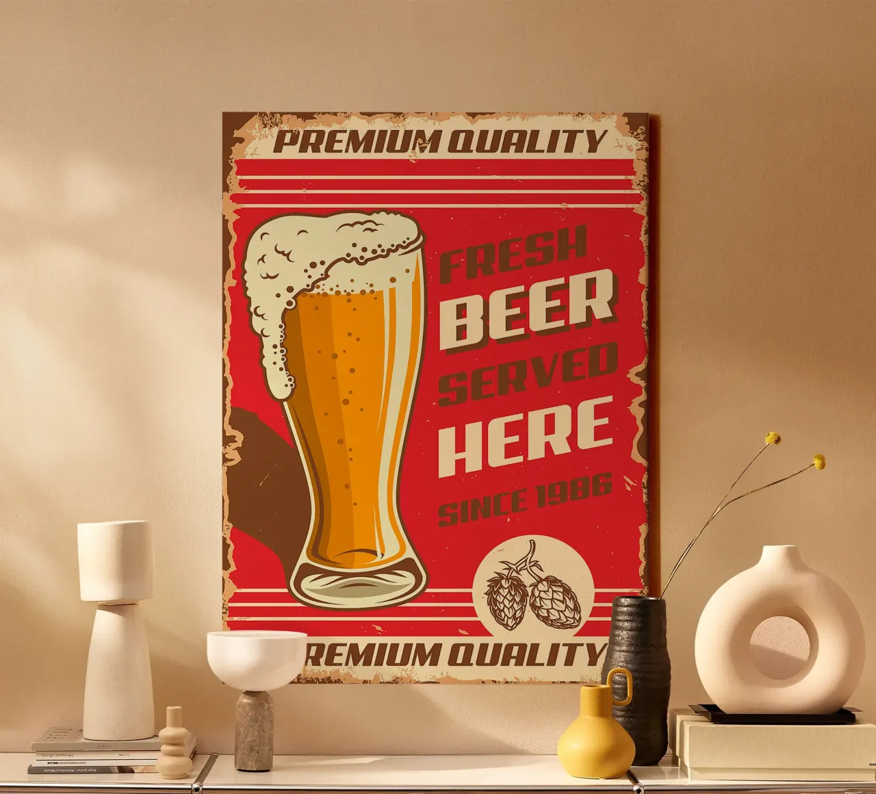 Birra fresca servita qui tela con Cornice a cassetta da Anna Müller