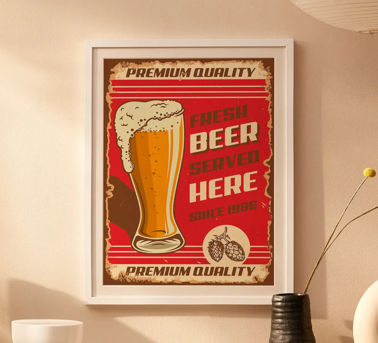 Birra fresca servita qui poster da Anna Müller