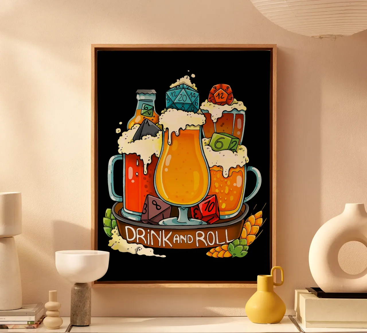 Drink and Roll canvas with Floater frame by Anna Müller