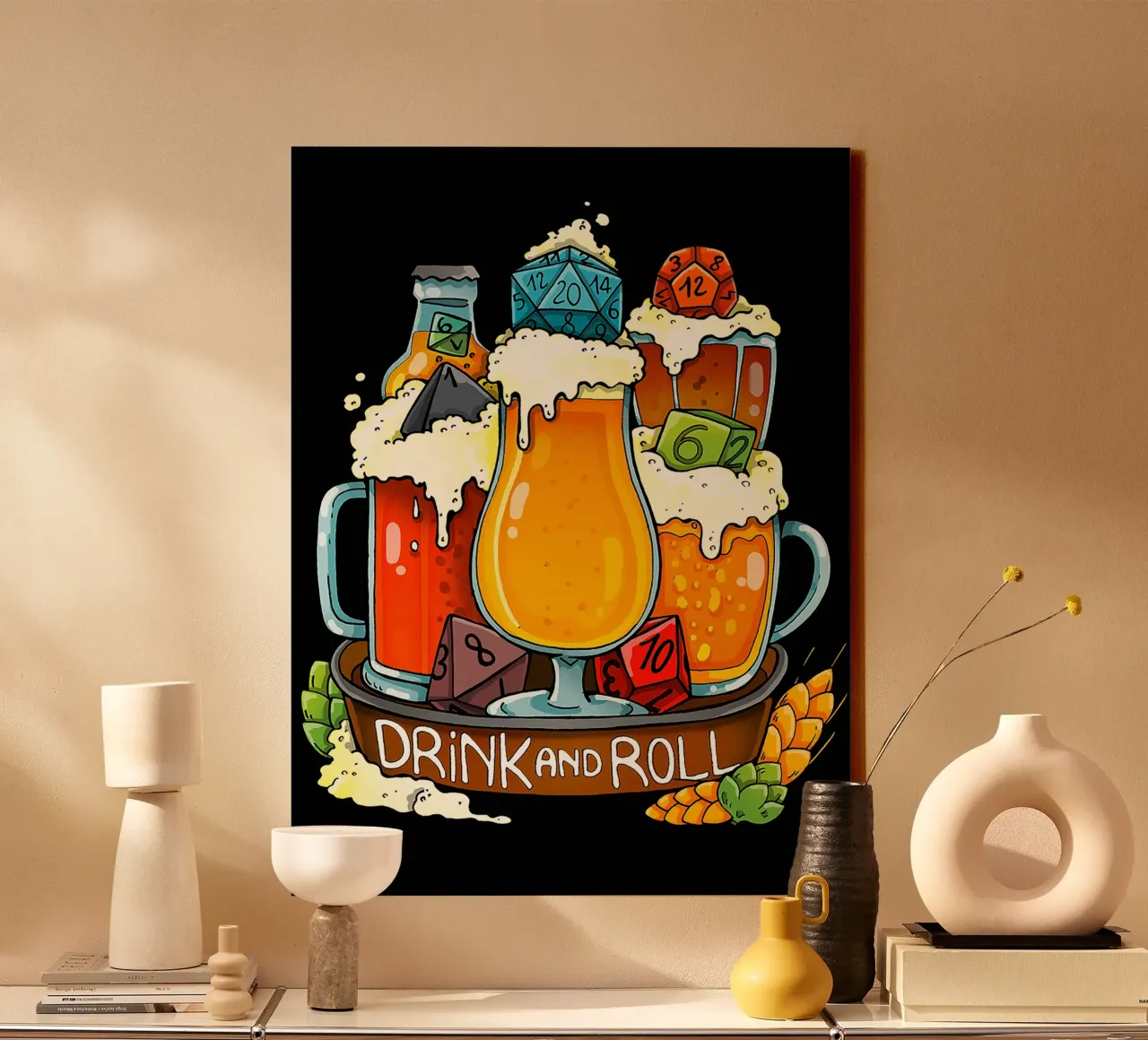 Drink and Roll canvas with Floater frame by Anna Müller