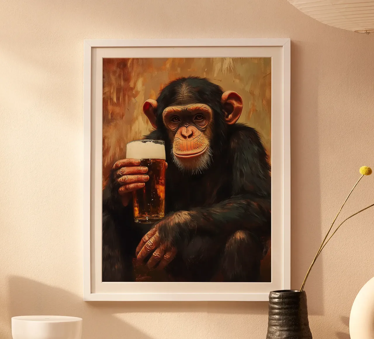 Scimpanzé con birra poster da Hannah Meyer