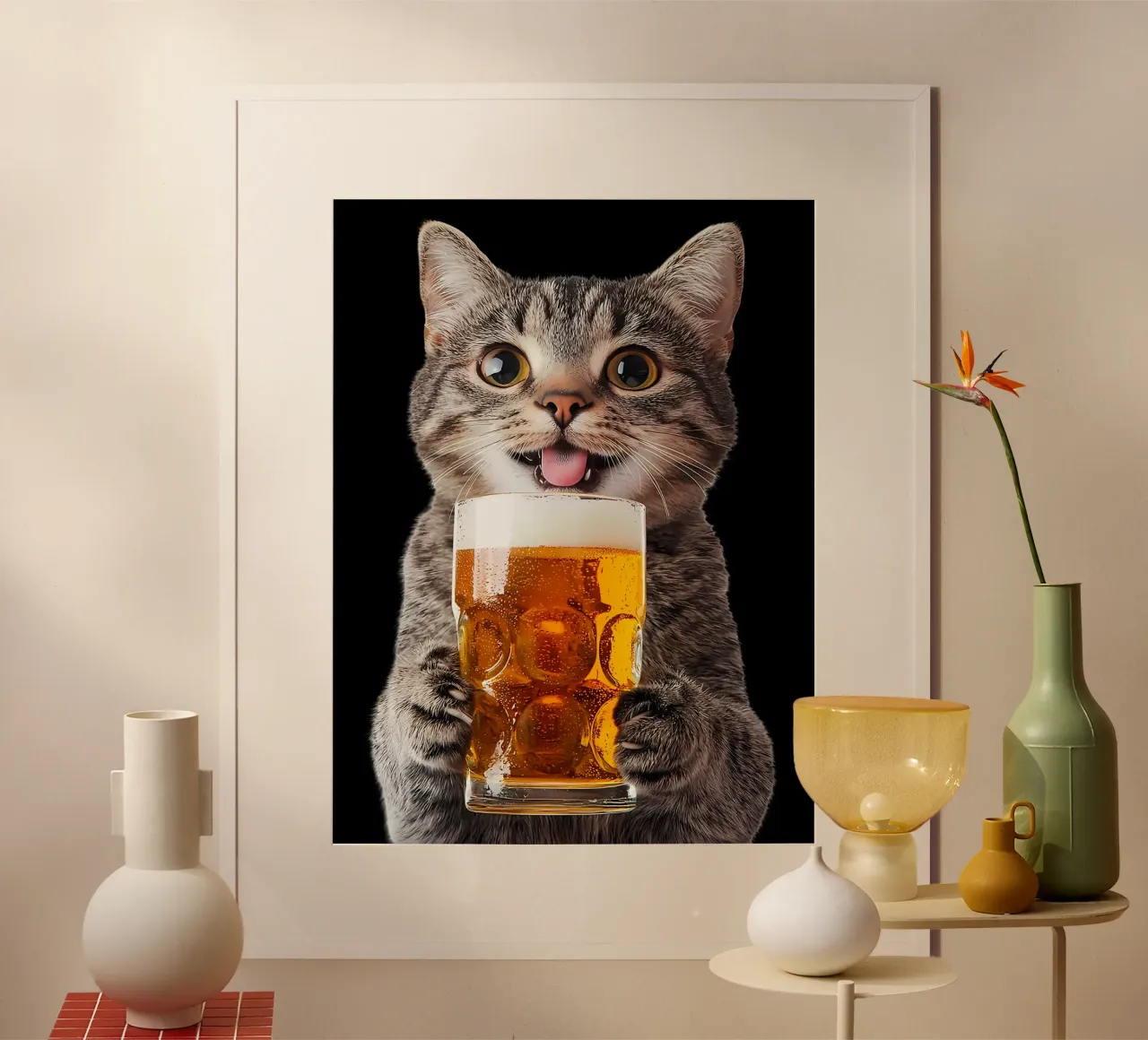 Gatto che beve birra poster da Hannah Meyer