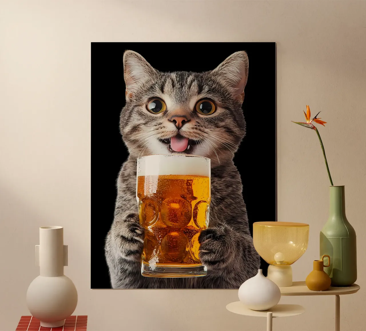 Gatto che beve birra poster da Hannah Meyer