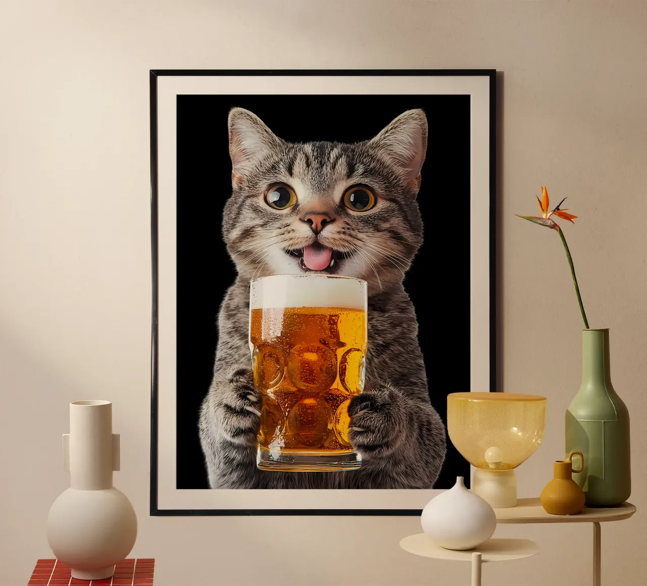 Gatto che beve birra poster da Hannah Meyer